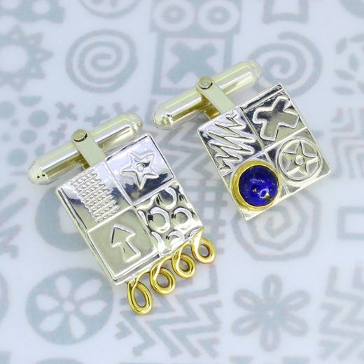 Asymmetrical cufflinks lapis lazuli