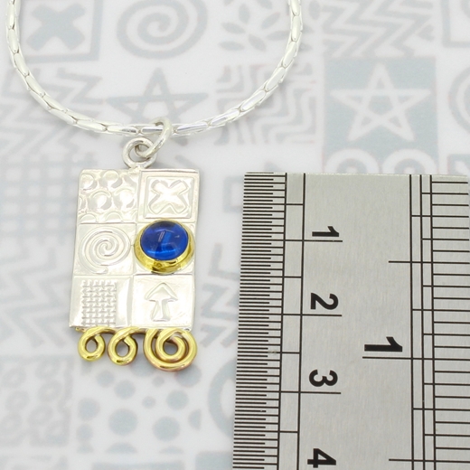 Asymmetrical pendant, blue opal, ruler, 3