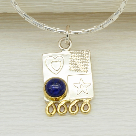 Asymmetrical pendant, small, lapis lazuli, 6