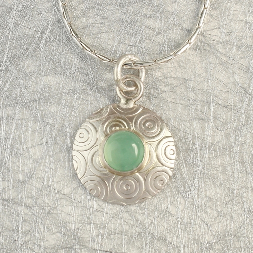 Satin silver pendant, Aqua Chalcedony 3