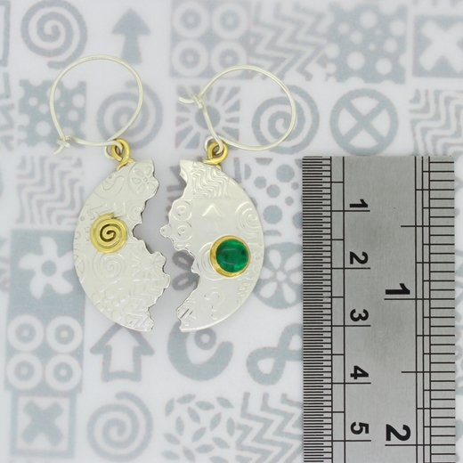 halved round earrings, ruler