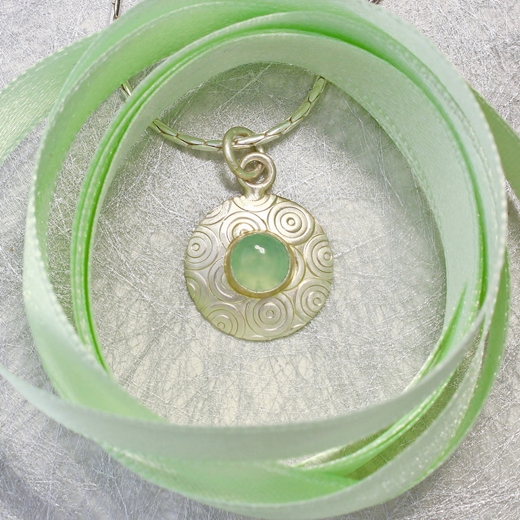 Satin silver pendant, Aqua Chalcedony 2