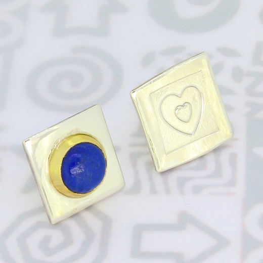 Asymmetrical ear studs, small, lapis lazuli, 7