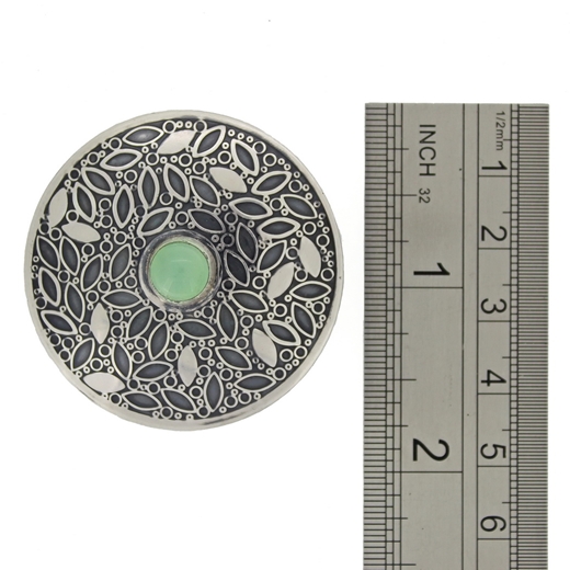 Light green chalcedony leaf pattern brooch, ruler