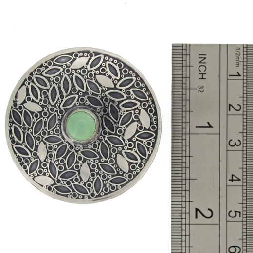 Leaf pattern brooch, light green chalcedony, ruler 3