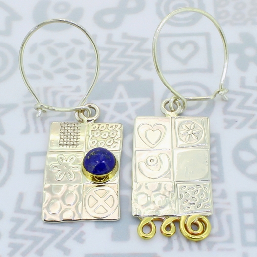 Asymmetrical earrings, lapis lazuli, 7