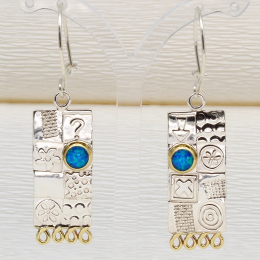 Sterling silver earrings, matching blue opal stones, 4