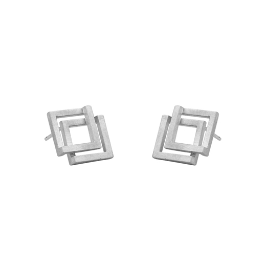 Double Geom Earrings Silver