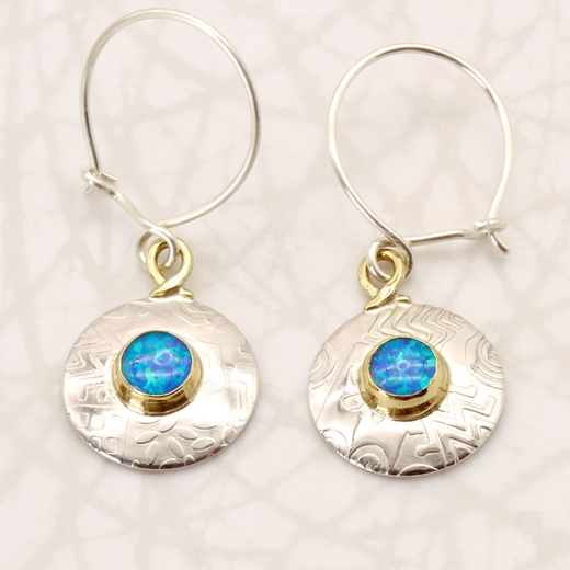 Round earrings, Blue Opal, small, 5