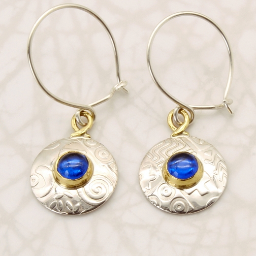 Round earrings, Blue Spinel, small, 8