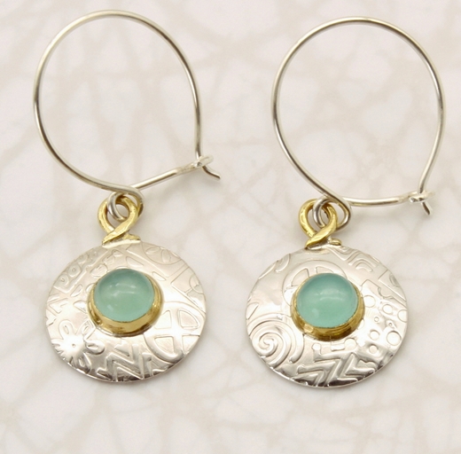 Round earrings, aqua chalcedony, small, 6