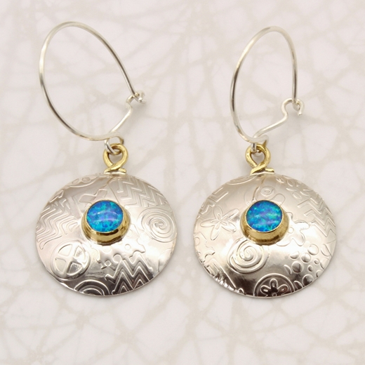 Round earrings, Blue Opal, large, 4