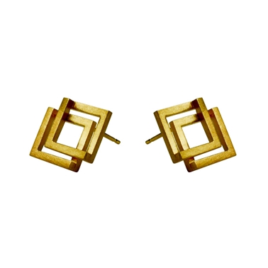 Double Geom Earrings Gold