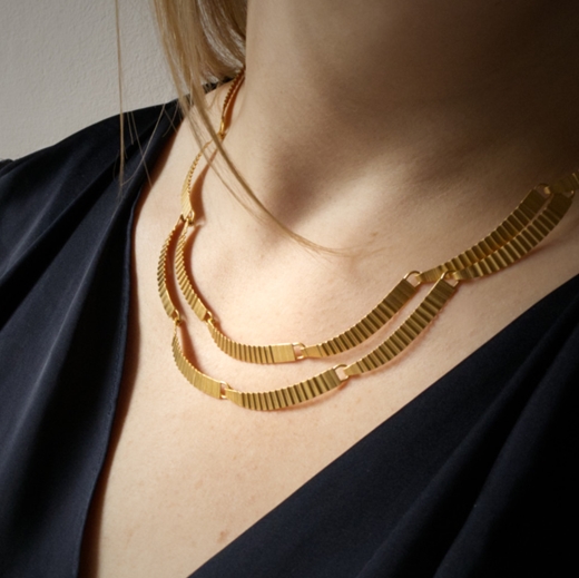 Kyoto necklace - gold-plated silver - 2  layer- model image- by Clara Breen