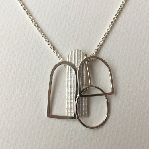 Three wire and one textured shape pendant