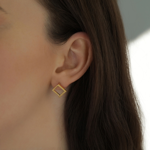 Geom Stud Earrings Gold Vermeil