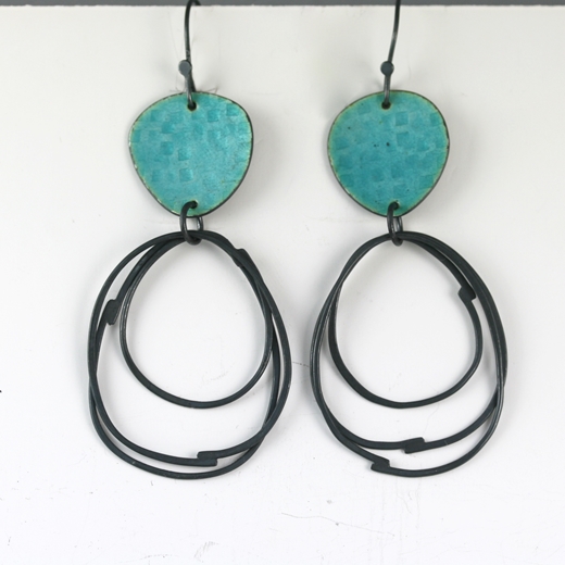 Flotsam earrings, loops, deep turquoise