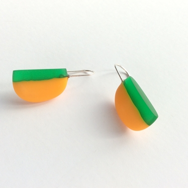 orange green drop D earrings