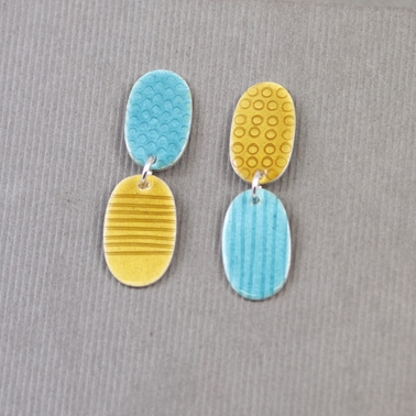 Rosa double drop yellow turquoise