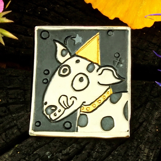 Dog with pointy hat brooch, 4