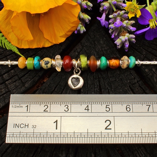 Heart necklace, multi coloured, 1A, ruler, 4