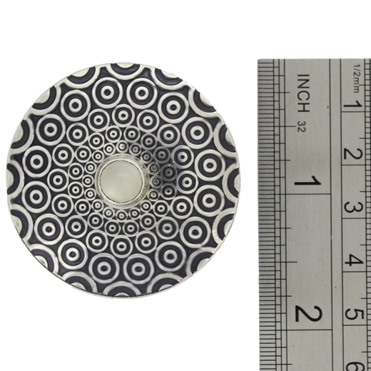 Descending circle pattern brooch, white moonstone, ruler, 3