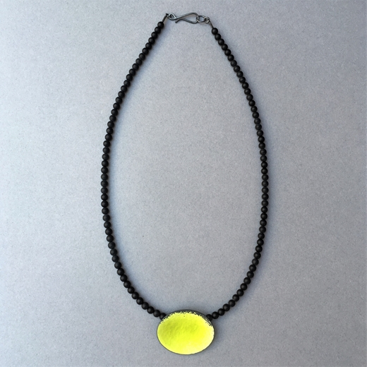 Yellow green oval necklace