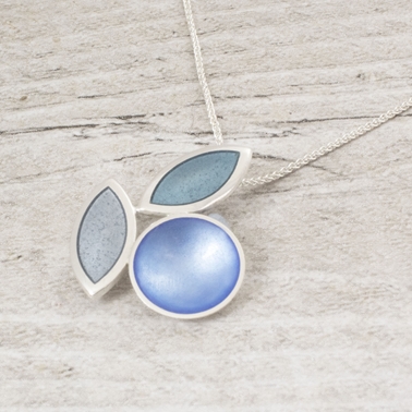 Simple Leaf Pendant - Bluebell, Ice and Grey