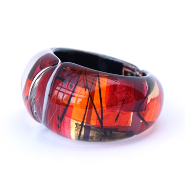 Red Hinged Bangle rounded