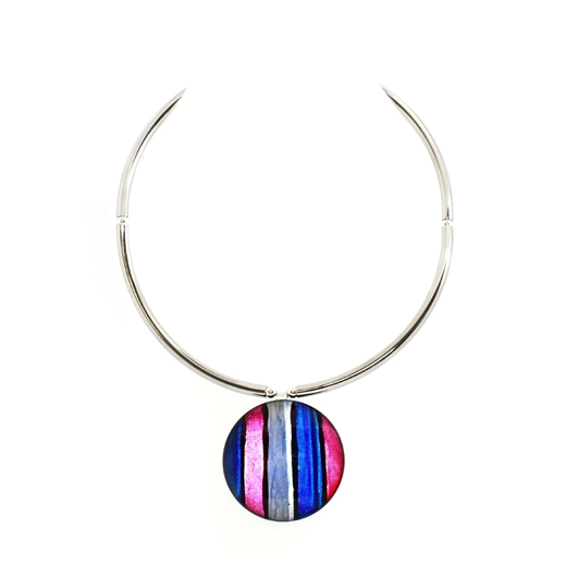 Reversible stripe pendant blue/pink