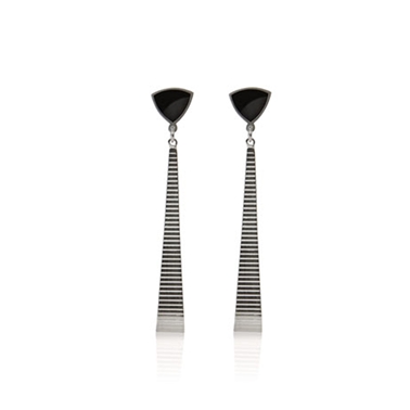 Black & Silver drop enamel earrings