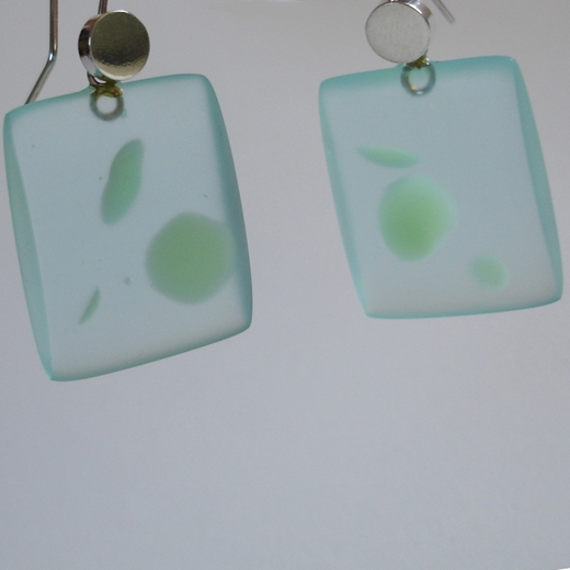 earrings aqua green dots detail
