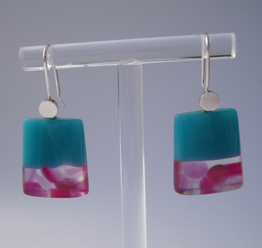 earrings turquoise and pink dots