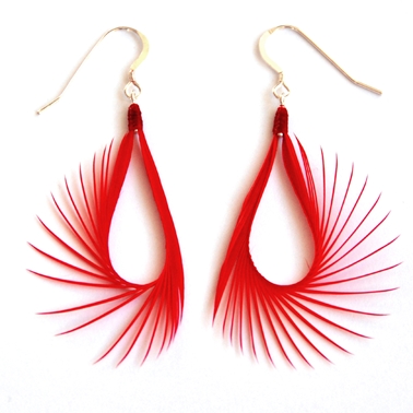 Red spiky drop earrings