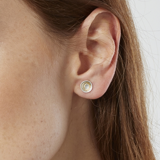 circular domed silver and gold everyday earrings