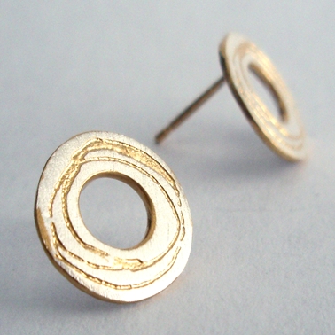 Spiral etched washer earrings