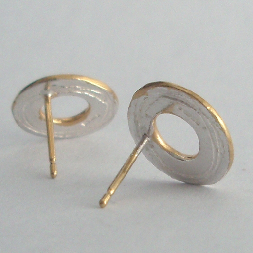 Spiral etched washer earrings reverse