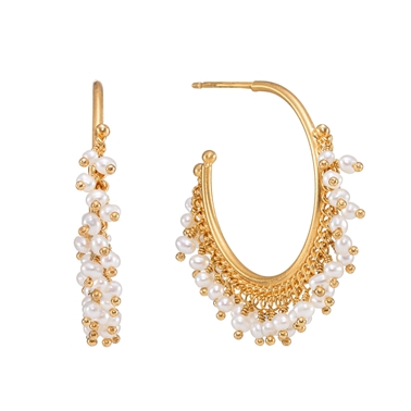 Pearl and gold vermeil hoop earrings