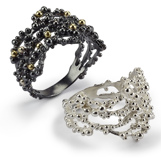 Silver & Oxidised lace rings