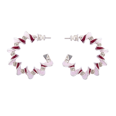 Silver Helix Hoops Pink