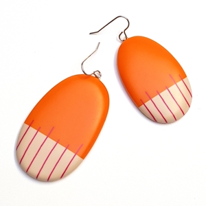 orange mismatch brush stripes earrings