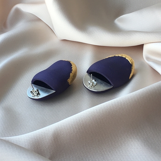 Pebble Earrings – Blue and Gold - backs