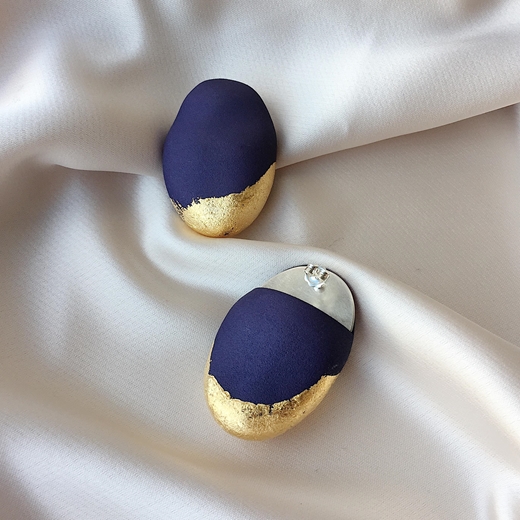 Pebble Earrings – Blue and Gold - back