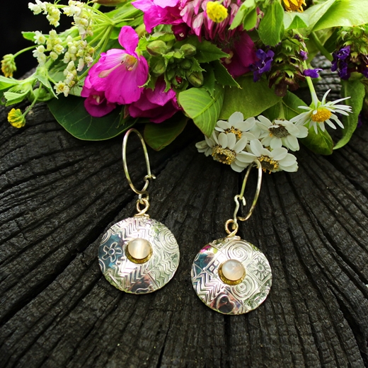 large round earrings moonstone