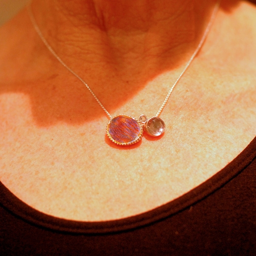 Lavender amethyst petri necklace worn