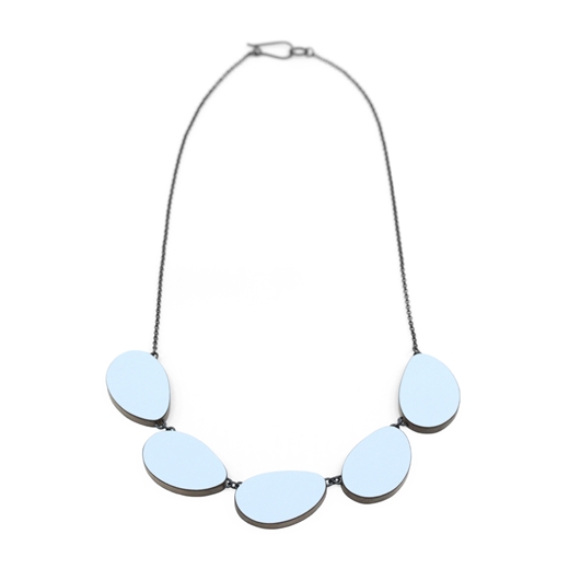 light blue five part curve necklace