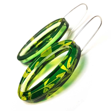 Green & Yellow Madder Oval Earrings