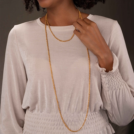 Gold Plated Crochet Necklace - Model Shot