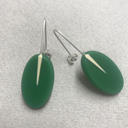 Green oval drops - side