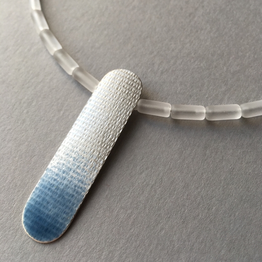 Blue grey long shape necklace